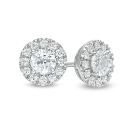 Previously Owned - 3/4 CT. T.W. Diamond Frame Stud Earrings in 14K White Gold (I/I2)