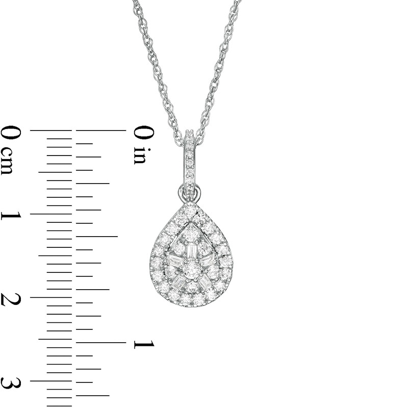 Previously Owned - 1/2 CT. T.W. Pear-Shaped Multi-Diamond Frame Pendant in 10K White Gold