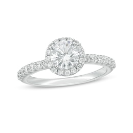 Previously Owned - 1-1/2 CT. T.W.  Lab-Created Diamond Frame Engagement Ring in 14K White Gold (F/VS2)