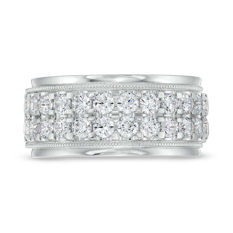 Main Image 3 of Previously Owned - Men's 2 CT. T.W. Diamond Raised Double Row Anniversary Band in 10K White Gold