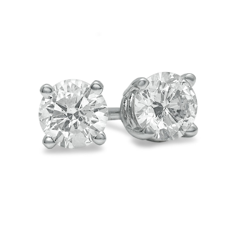 Previously Owned - 1/2 CT. T.W. Diamond Solitaire Stud Earrings in 14K White Gold (J/I3)