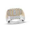 Thumbnail Image 1 of Previously Owned - Men's 1 CT. T.W. Diamond Vertical Multi-Row Rectangle-Top Ring in 10K Two-Tone Gold