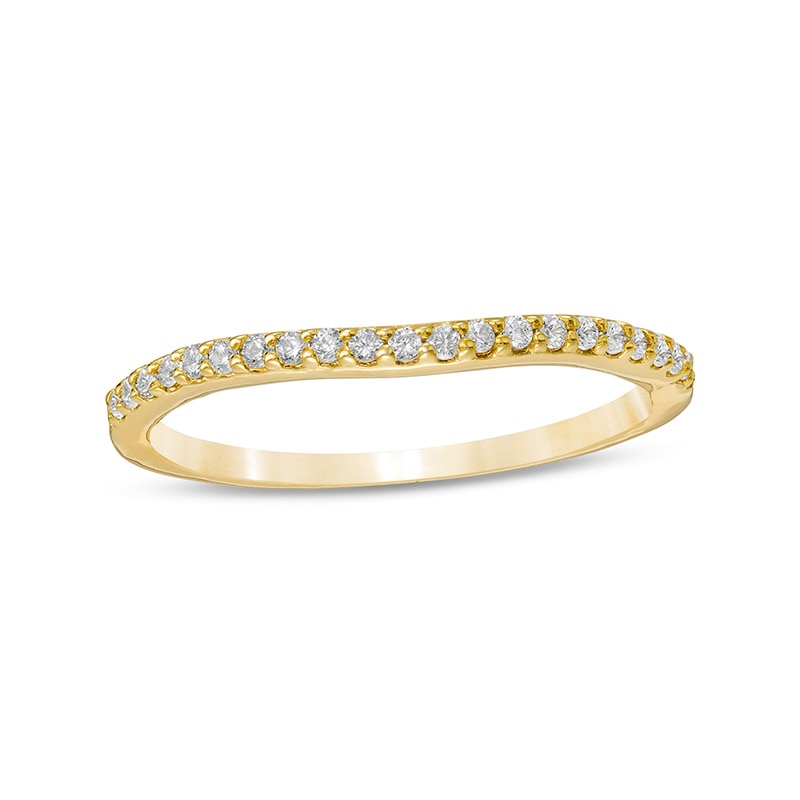 Previously Owned - 1/8 CT. T.W. Diamond Contour Wedding Band in 14K Gold