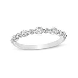 Previously Owned - 5/8 CT. T.W.  Oval Diamond Alternating Anniversary Band in 14K White Gold (I/SI2)