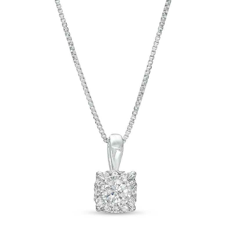 Main Image 1 of Previously Owned - 1/2 CT. T.W. Diamond Frame Pendant in 10K White Gold