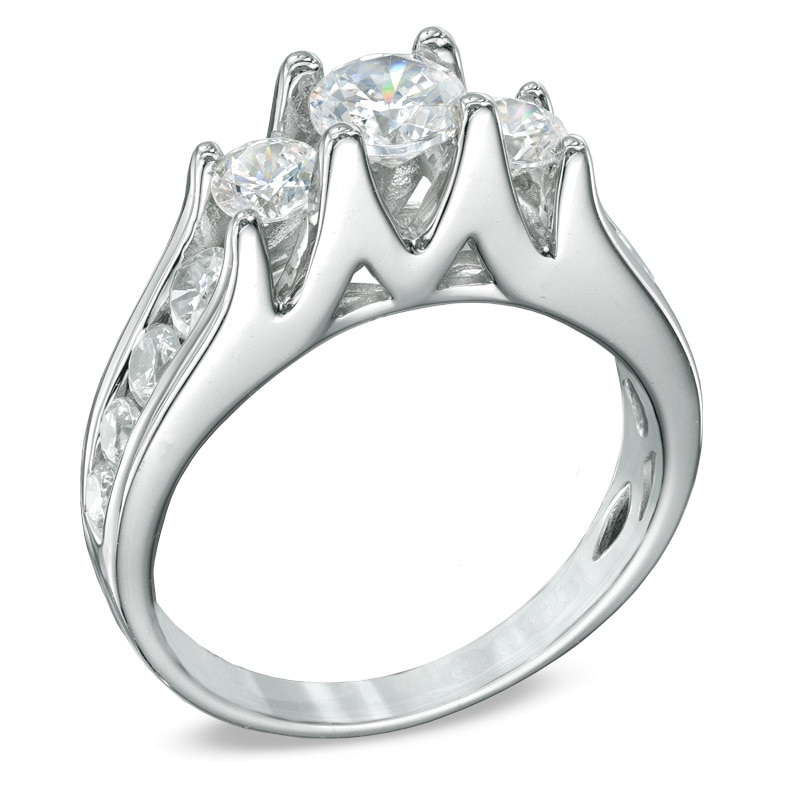 Main Image 2 of Previously Owned - 1-1/2 CT. T.W. Diamond Past Present Future® Engagement Ring in 14K White Gold