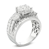 Thumbnail Image 2 of Previously Owned - 2 CT. T.W. Diamond Frame Three Stone Multi-Row Engagement Ring in 14K White Gold