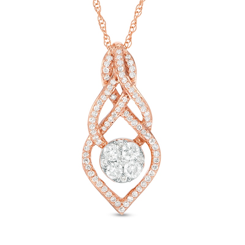 Main Image 1 of Previously Owned - 1/3 CT. T.W. Composite Diamond Infinity Teardrop Pendant in 10K Rose Gold