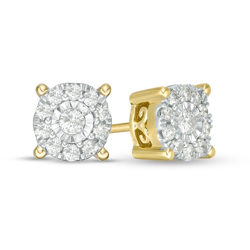 Main Image 1 of Previously Owned - 1/4 CT. T.W. Diamond Frame Stud Earrings in 10K Gold