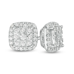 Previously Owned - 1/4 CT. T.W. Cushion-Shaped Multi-Diamond Cushion Frame Stud Earrings in 10K White Gold