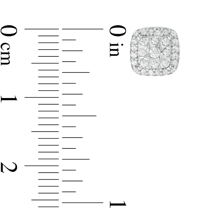 Main Image 2 of Previously Owned - 1/4 CT. T.W. Cushion-Shaped Multi-Diamond Cushion Frame Stud Earrings in 10K White Gold