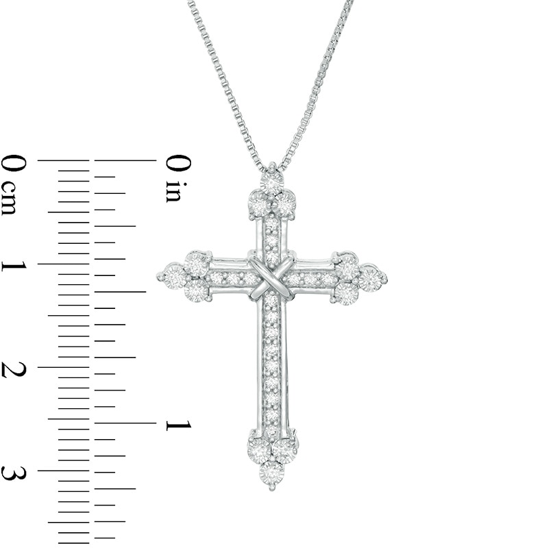 Main Image 2 of Previously Owned - 3/8 CT. T.W. Diamond Flared Cross Pendant in 10K White Gold