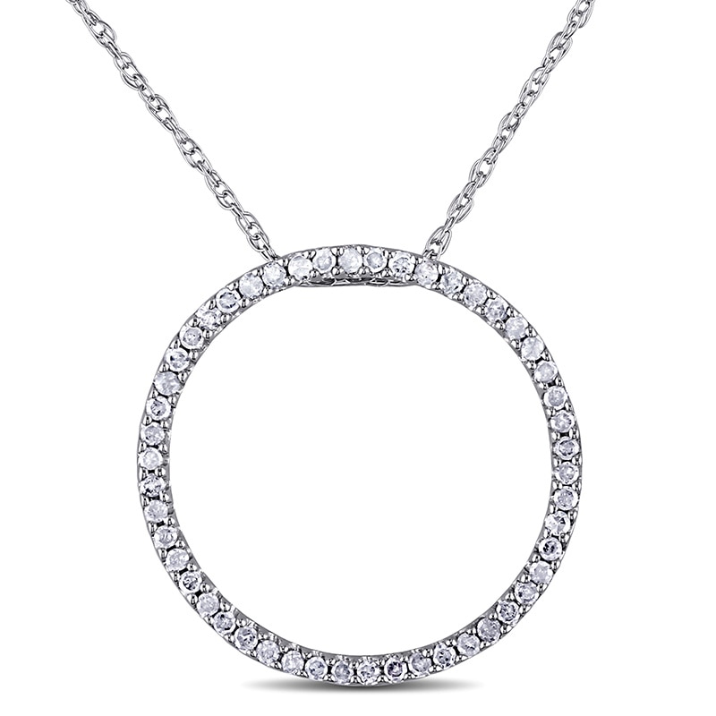 Previously Owned - 1/4 CT. T.W. Diamond Open Circle Pendant in 10K White Gold - 17"