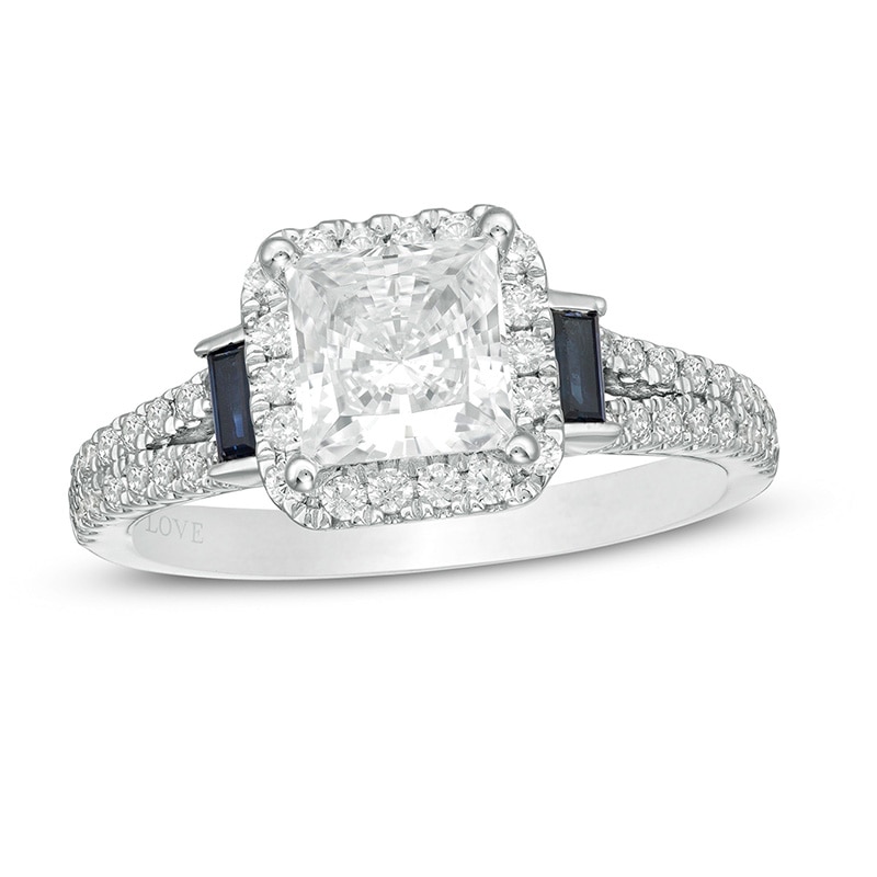 Main Image 1 of Previously Owned - Vera Wang Love Collection 1-1/2 CT. T.W.  Princess-Cut Diamond Frame Engagement Ring in 14K White Gold