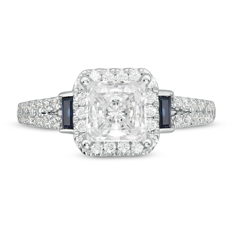 Main Image 3 of Previously Owned - Vera Wang Love Collection 1-1/2 CT. T.W.  Princess-Cut Diamond Frame Engagement Ring in 14K White Gold