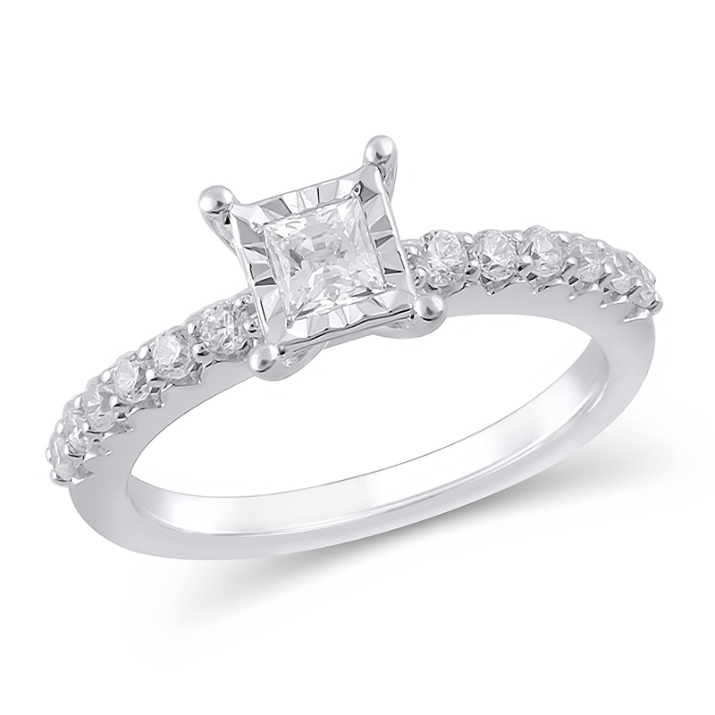 Previously Owned - 5/8 CT. T.W. Princess-Cut Diamond Engagement Ring in 10K White Gold