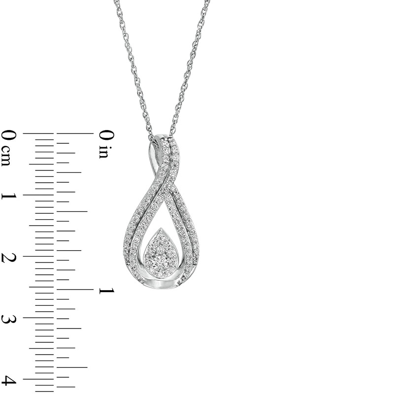 Previously Owned - 1/2 CT. T.W. Pear-Shaped Multi-Diamond Double Row Pendant in 10K White Gold