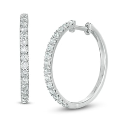 Previously Owned - 1 CT. T.W.  Lab-Created Diamond Hoop Earrings in 14K White Gold (F/SI2)