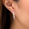 Thumbnail Image 1 of Previously Owned - 1 CT. T.W.  Lab-Created Diamond Hoop Earrings in 14K White Gold (F/SI2)