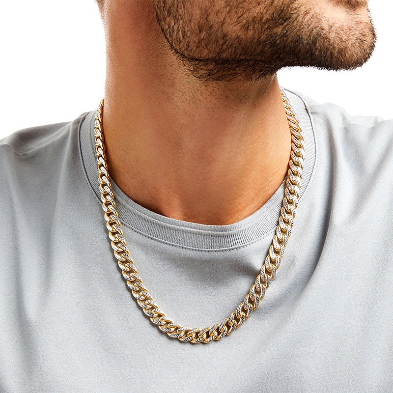 Men's 3.85mm Solid Glitter Rope Chain Necklace in 14K Gold - 24