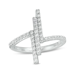 Previously Owned - 3/8 CT. T.W.  Lab-Created Diamond Triple Vertical Bar Ring in 14K White Gold (F/SI2)