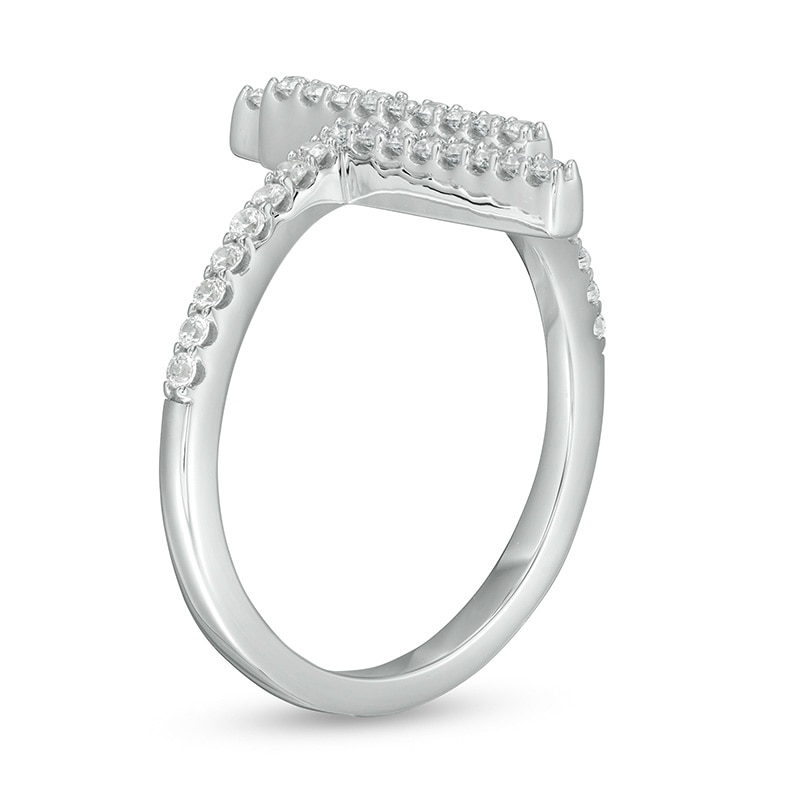 Previously Owned - 3/8 CT. T.W.  Lab-Created Diamond Triple Vertical Bar Ring in 14K White Gold (F/SI2)