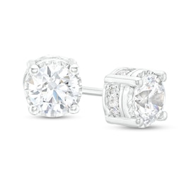 Previously Owned - 2 CT. T.W.  Lab-Created Diamond Solitaire Hidden Frame Stud Earrings in 10K White Gold (I/I1)