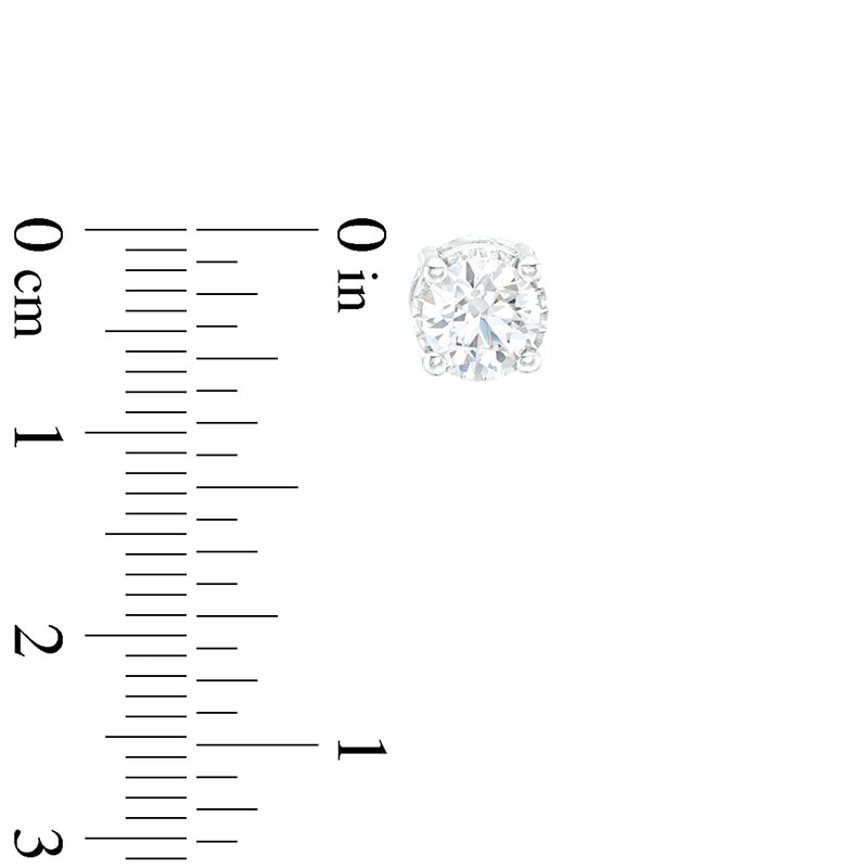 Main Image 3 of Previously Owned - 2 CT. T.W.  Lab-Created Diamond Solitaire Hidden Frame Stud Earrings in 10K White Gold (I/I1)