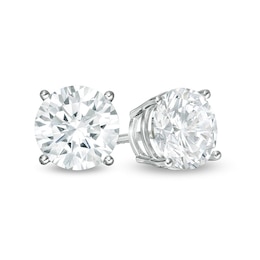 Previously Owned - 2 CT. T.W.  Lab-Created Diamond Solitaire Stud Earrings in 14K White Gold (F/SI2)