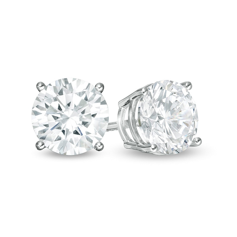 Main Image 1 of Previously Owned - 2 CT. T.W.  Lab-Created Diamond Solitaire Stud Earrings in 14K White Gold (F/SI2)