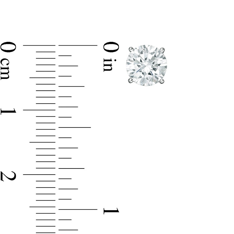 Main Image 3 of Previously Owned - 2 CT. T.W.  Lab-Created Diamond Solitaire Stud Earrings in 14K White Gold (F/SI2)