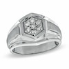 Thumbnail Image 0 of Previously Owned - Men's 1/4 CT. T.W. Hexagonal Multi-Diamond Ring in 14K White Gold