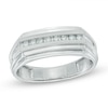 Thumbnail Image 0 of Previously Owned - Men's 1/8 CT. T.W. Diamond Wedding Band in 10K White Gold