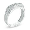 Thumbnail Image 1 of Previously Owned - Men's 1/8 CT. T.W. Diamond Wedding Band in 10K White Gold