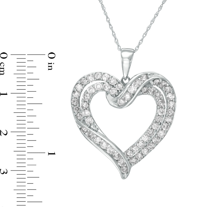 Main Image 2 of Previously Owned - 2 CT. T.W. Diamond Crossover Heart Pendant in 10K White Gold