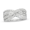 Thumbnail Image 0 of Previously Owned - 1 CT. T.W. Diamond Multi-Row Layered Criss-Cross Ring in 10K White Gold