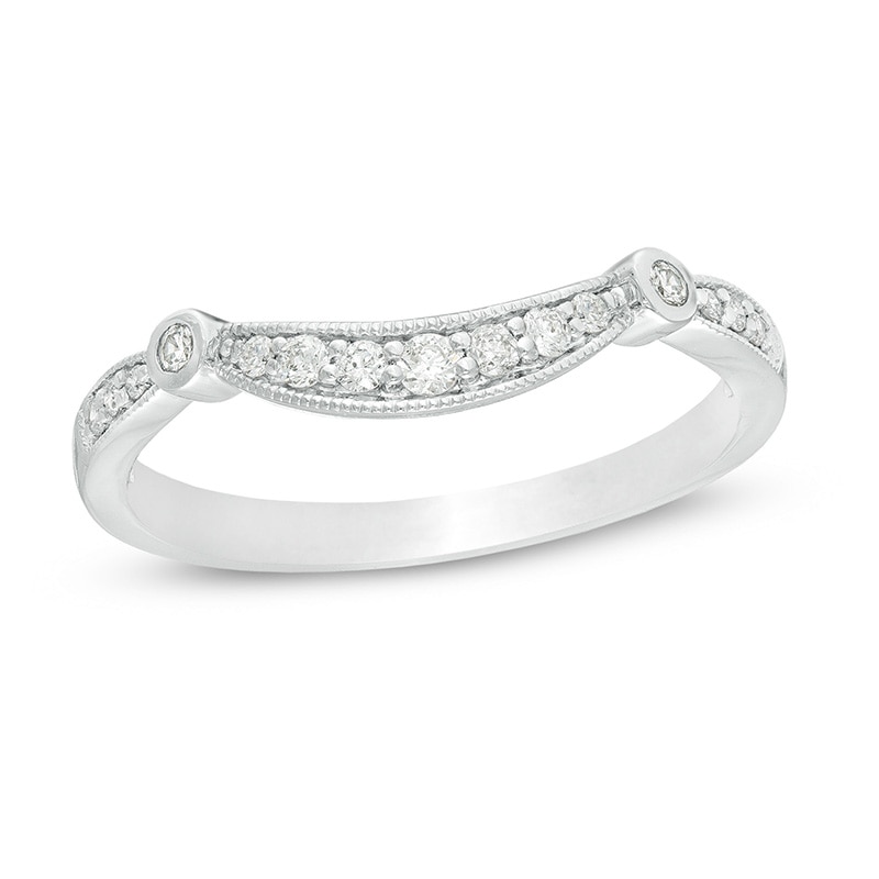 Previously Owned - 1/6 CT. T.W. Diamond Contour Vintage-Style Anniversary Band in 10K White Gold