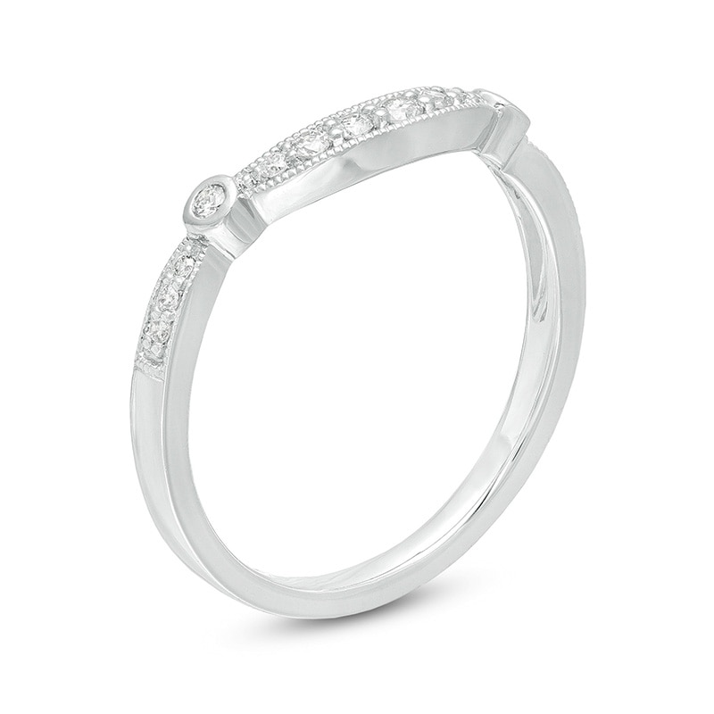 Previously Owned - 1/6 CT. T.W. Diamond Contour Vintage-Style Anniversary Band in 10K White Gold