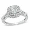 Thumbnail Image 0 of Previously Owned - 1-1/2 CT. T.W.  Cushion-Cut Diamond Frame Engagement Ring in 14K White Gold (I/I1)