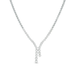 Previously Owned - 3 CT. T.W. Diamond Avalanche Staggered Drop Necklace in 14K White Gold - 19.5&quot;
