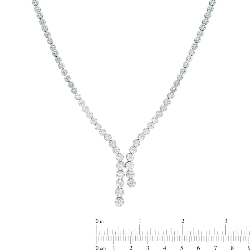 Main Image 2 of Previously Owned - 3 CT. T.W. Diamond Avalanche Staggered Drop Necklace in 14K White Gold - 19.5&quot;