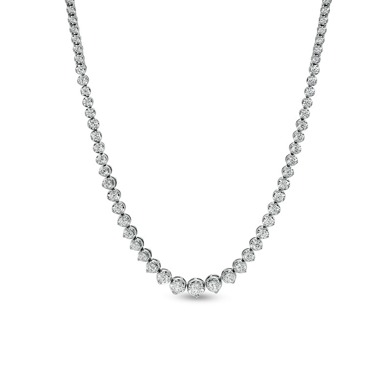 Previously Owned - 4 CT. T.W. Diamond Graduate Riviera Necklace in 10K White Gold – 17"