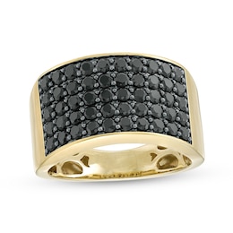 Previously Owned - Men's 2 CT. T.W. Black Diamond Multi-Row Ring in 10K Gold