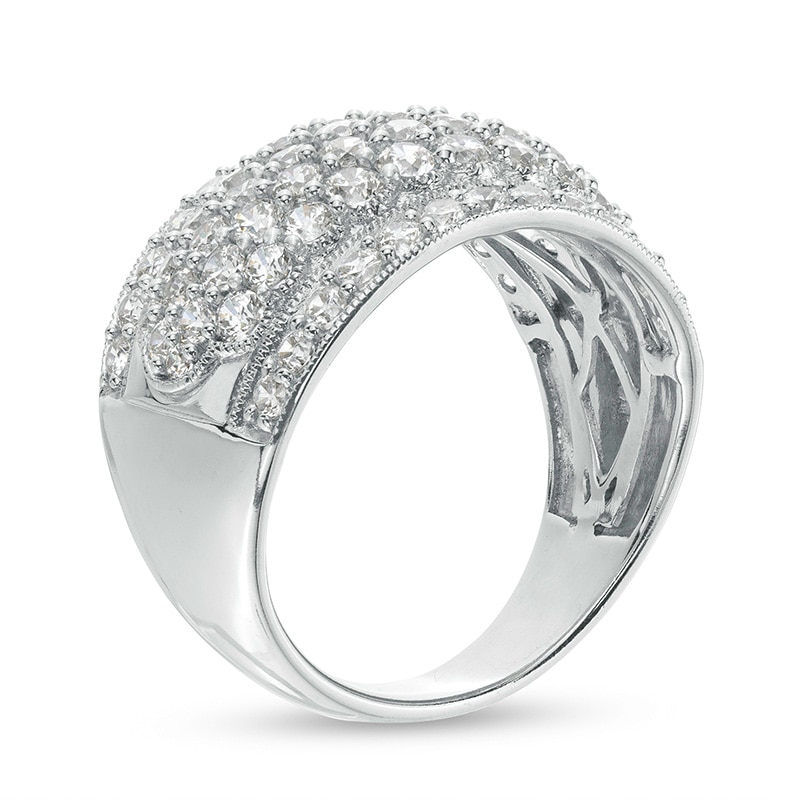 Previously Owned - 2 CT. T.W.  Lab-Created Diamond Vintage-Style Multi-Row Anniversary Band in 10K White Gold (F/SI2)