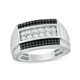 Previously Owned - Men's 1/2 CT. T.W. Composite Diamond Rectangle Top Ring in 10K White Gold