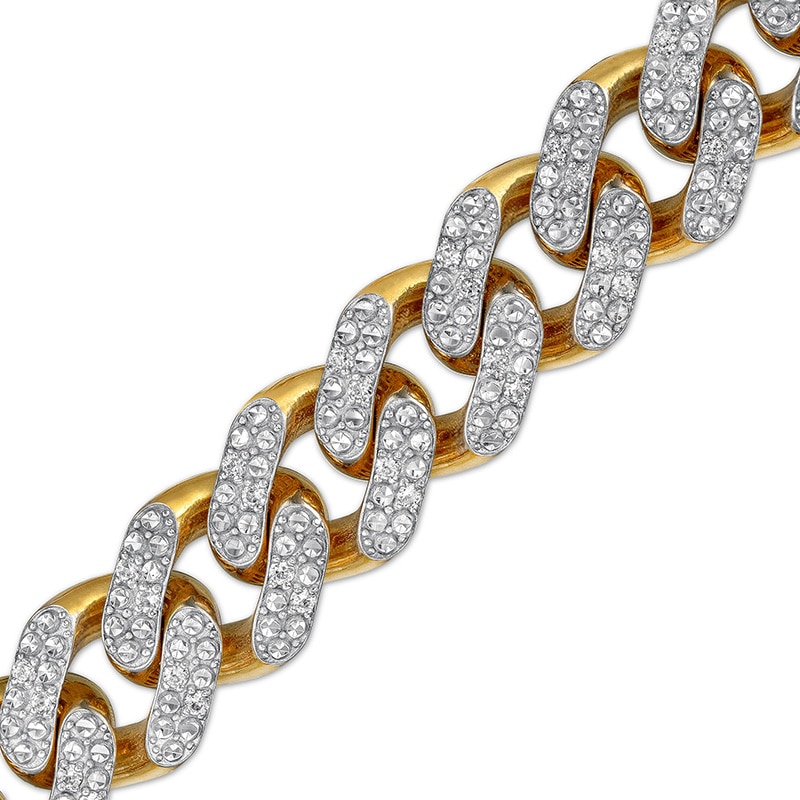 Previously Owned - Men's 1-3/8 CT. T.W. Diamond Curb Chain Bracelet in Hollow 10K Gold - 8.5"