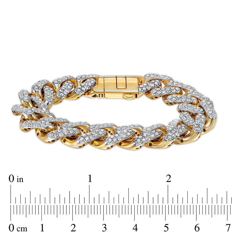 Previously Owned - Men's 1-3/8 CT. T.W. Diamond Curb Chain Bracelet in Hollow 10K Gold - 8.5"