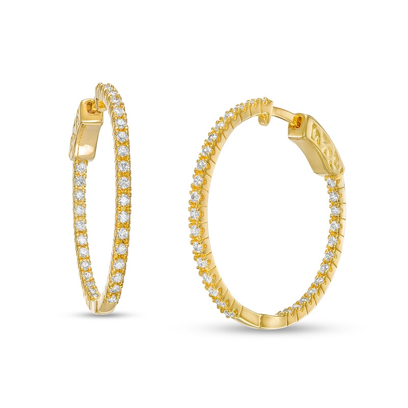 Main Image 1 of Previously Owned - 1 CT. T.W. Diamond Inside-Out Hoop Earrings in 10K Gold