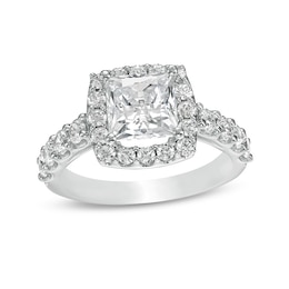 Previously Owned - 2-1/2 CT. T.W.  Lab-Created Princess-Cut Diamond Frame Engagement Ring in 14K White Gold (F/VS2)