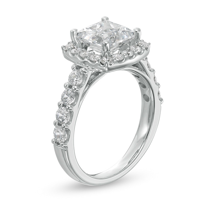 Main Image 3 of Previously Owned - 2-1/2 CT. T.W.  Lab-Created Princess-Cut Diamond Frame Engagement Ring in 14K White Gold (F/VS2)